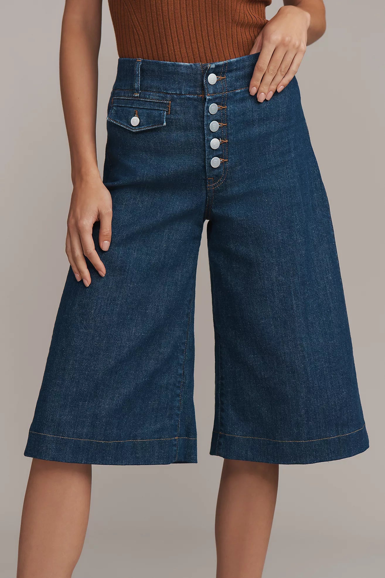 Pilcro High-Rise Wide-Leg Culotte Jeans