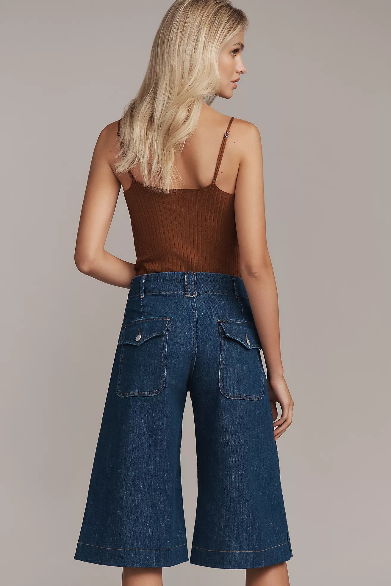 Pilcro High-Rise Wide-Leg Culotte Jeans