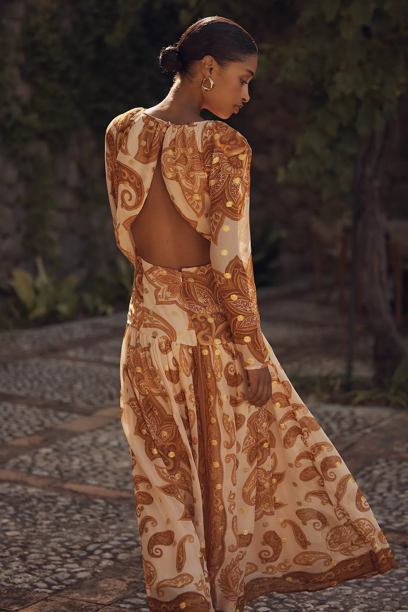 Farm Rio x Anthropologie Long-Sleeve Jacquard Maxi Dress