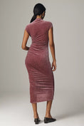 Load image into Gallery viewer, The Maya Ruched Cowl-Neck Dress: Mesh Edition: Velvet Edition
