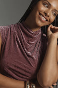 Load image into Gallery viewer, The Maya Ruched Cowl-Neck Dress: Mesh Edition: Velvet Edition
