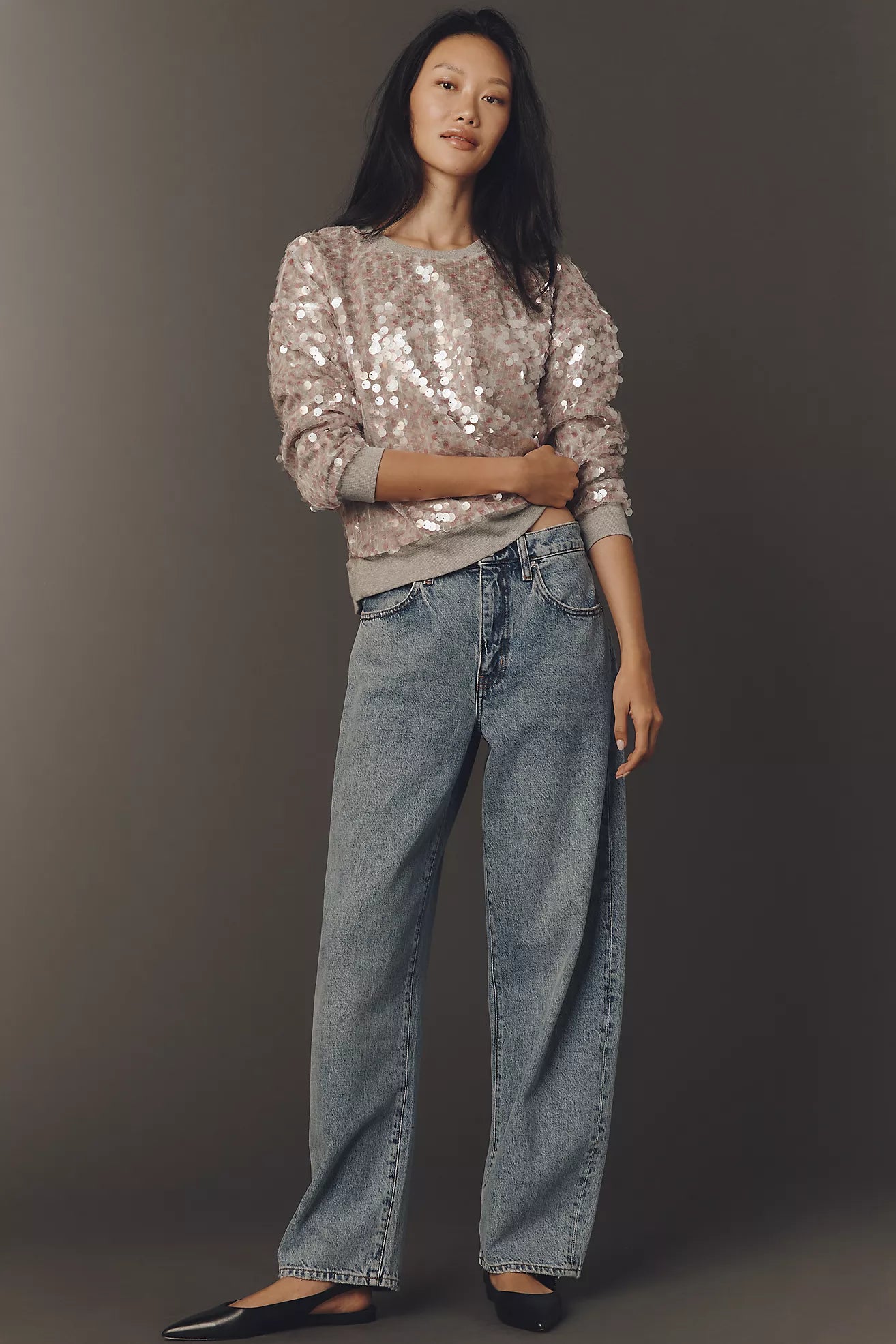 Maeve Long-Sleeve Sequin Sweatshirt