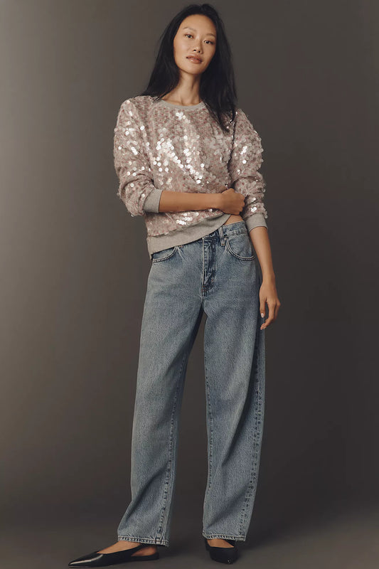 Maeve Long-Sleeve Sequin Sweatshirt