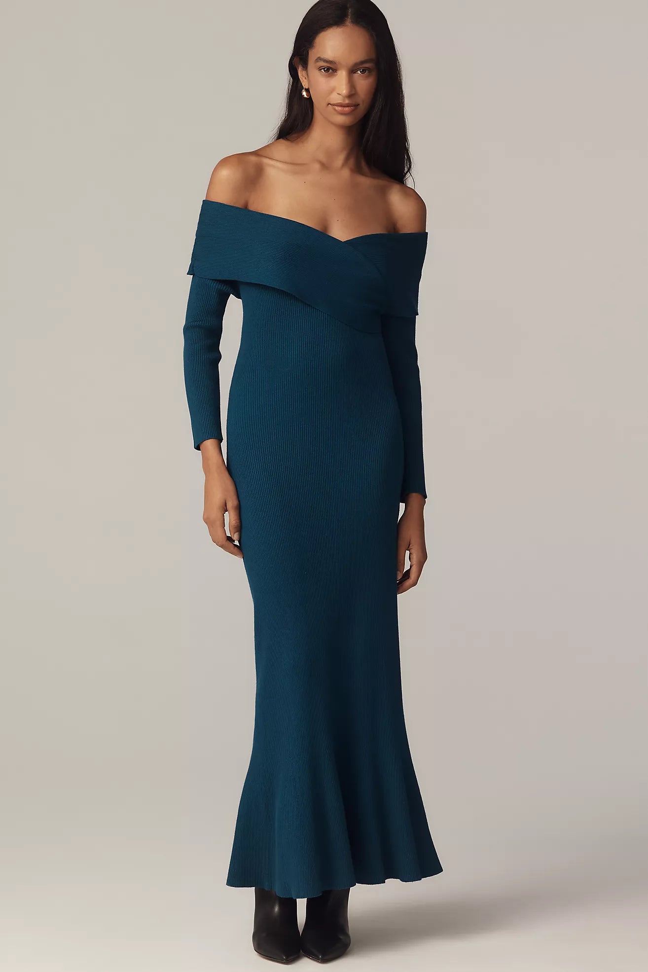 By Anthropologie Off-The Shoulder Knit Midi Dress