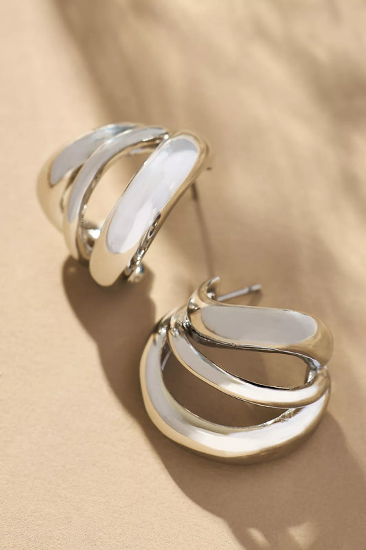 Triple Curve Huggie Earrings