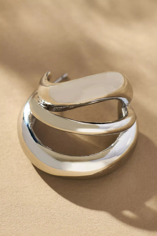 Triple Curve Huggie Earrings
