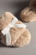 Load image into Gallery viewer, Maeve Faux-Fur Open-Toe Bow Slippers
