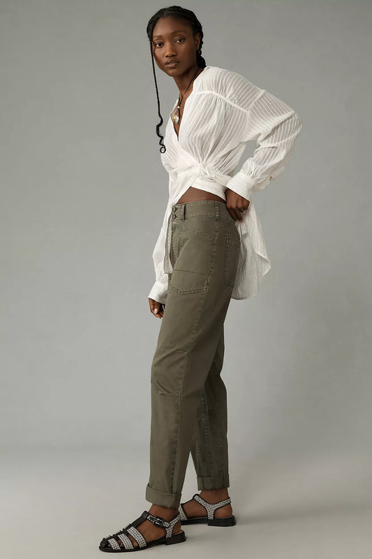 The Wanderer Mid-Rise Relaxed-Leg Pants by Pilcro