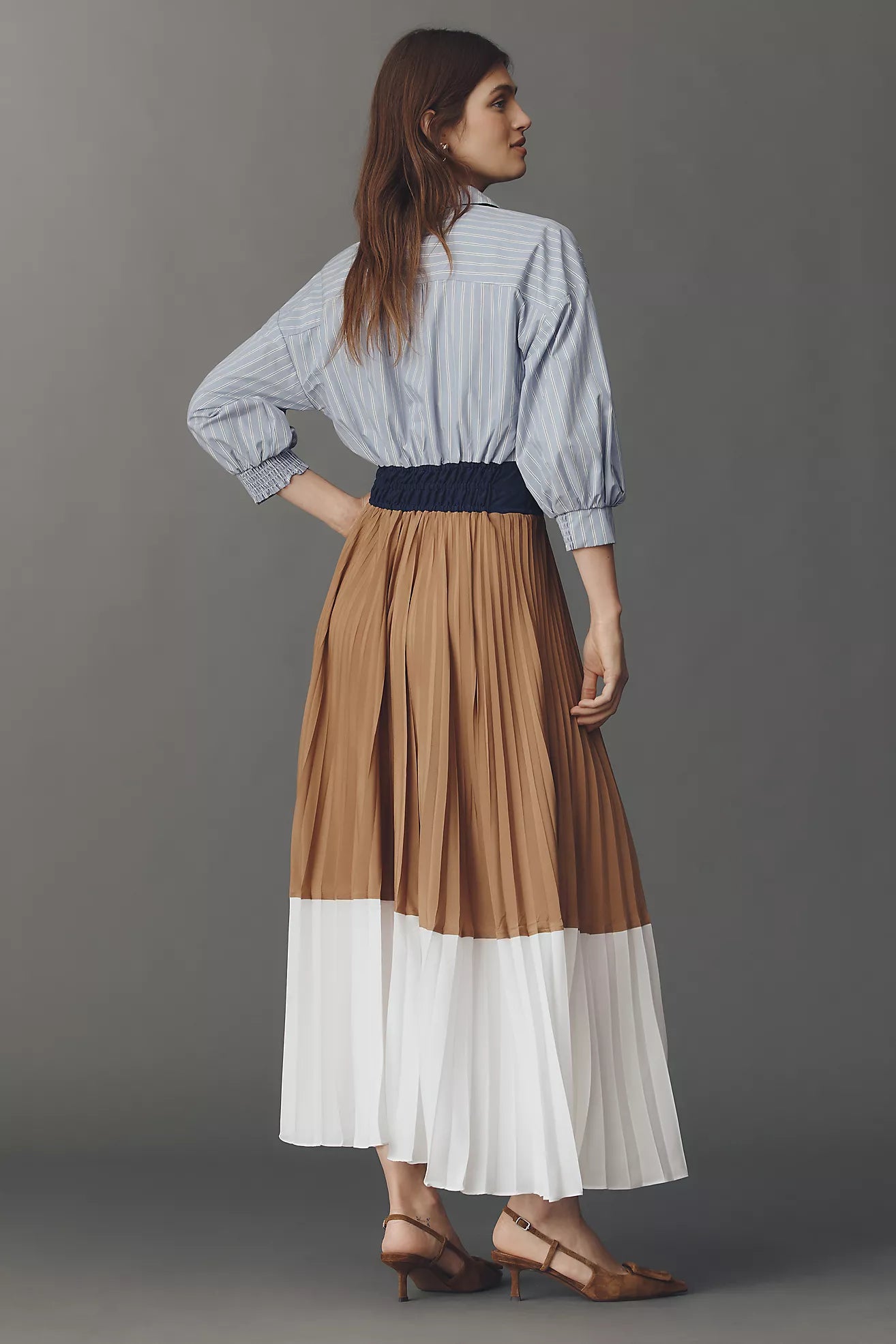 The Somerset Colourblock Pleated Twofer Maxi Dress