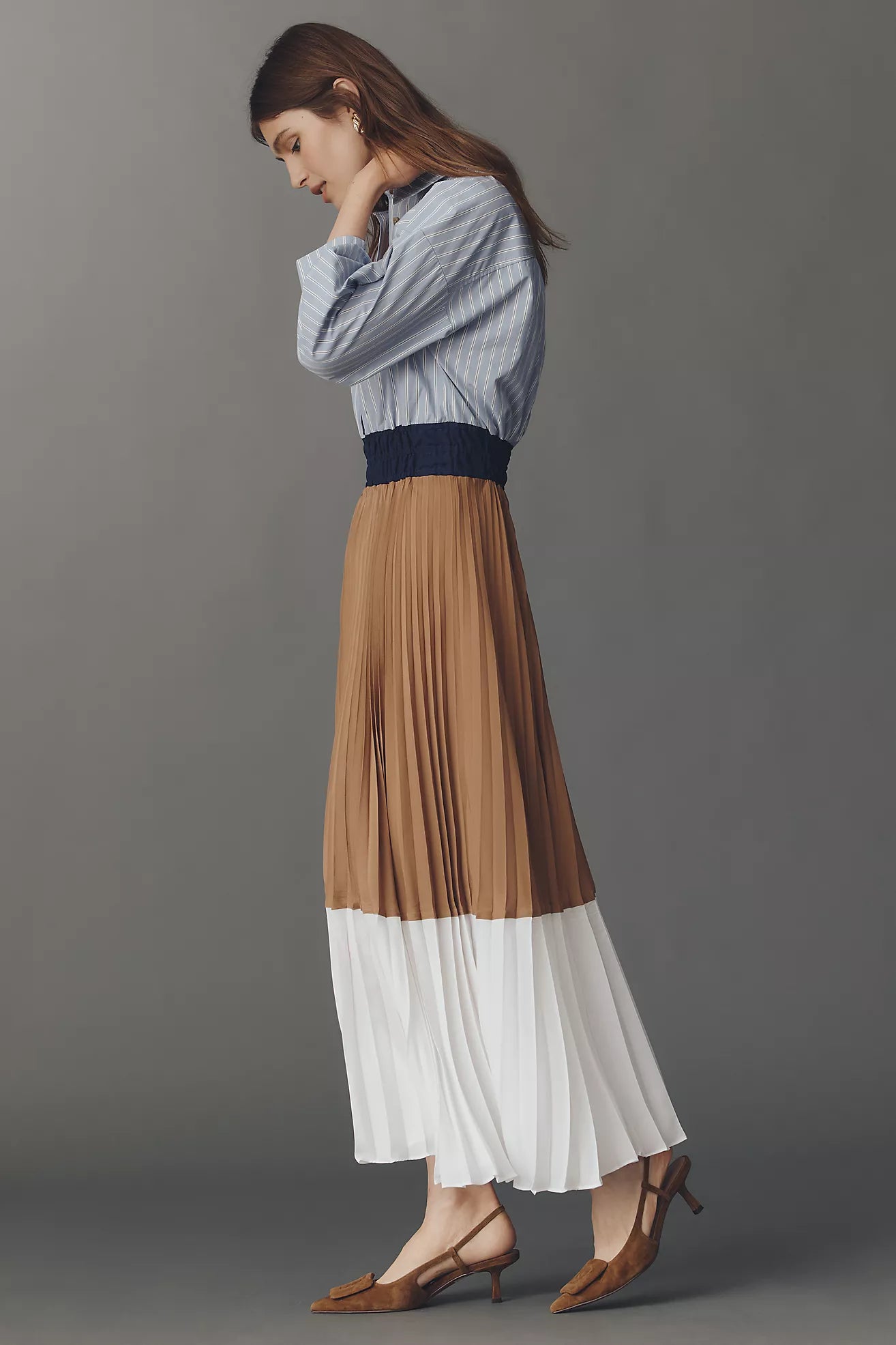 The Somerset Colourblock Pleated Twofer Maxi Dress