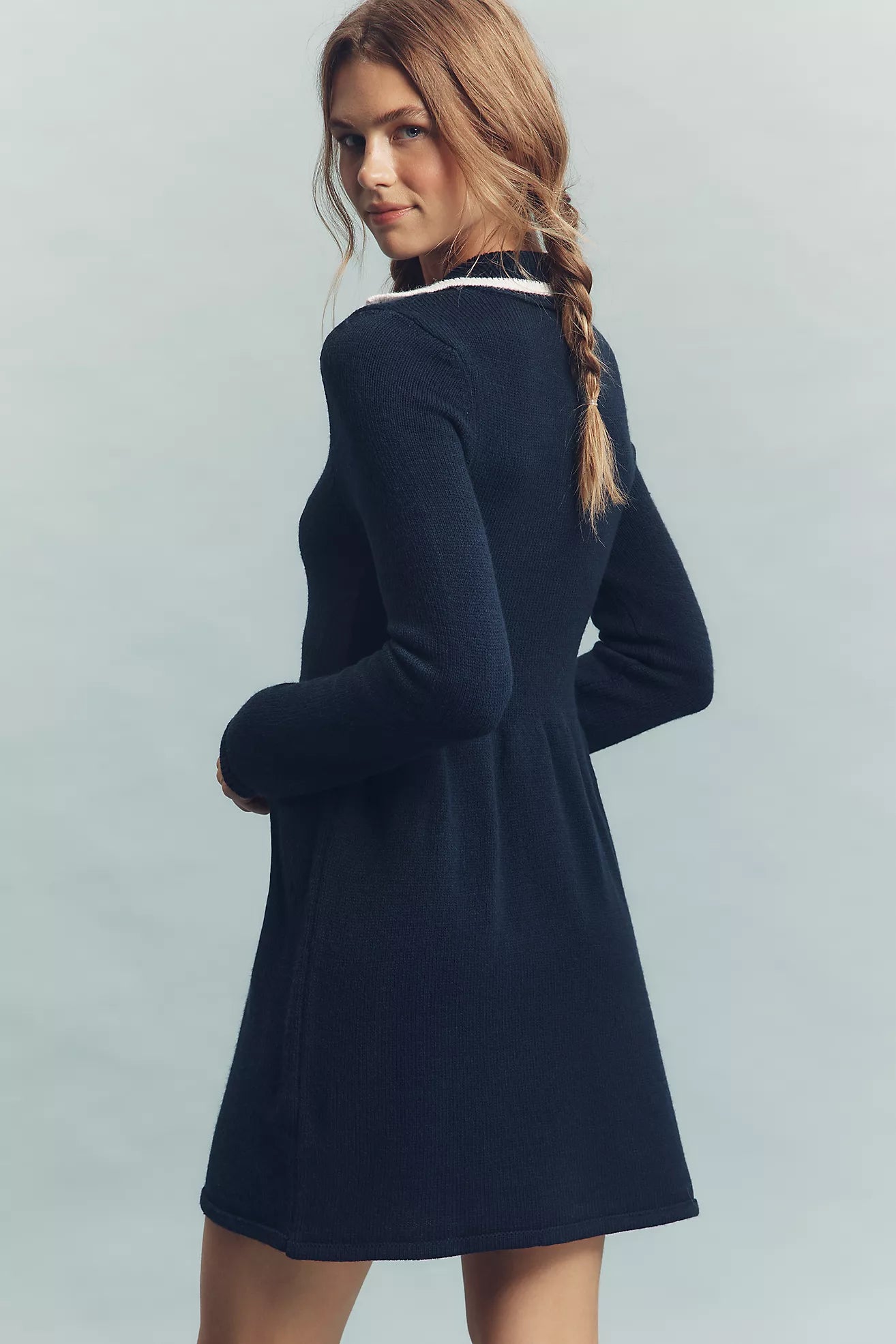 Daily Practice Long-Sleeve Polo Knit Mini Dress