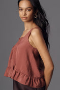 Load image into Gallery viewer, Maeve Smocked Ruffle-Hem Swing Tank Top

