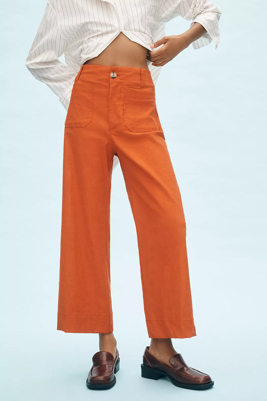The Colette Cropped Wide-Leg Pants by Maeve