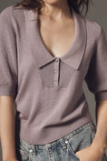 Load image into Gallery viewer, Maeve Short-Sleeve Collared Scoop-Neck Sweater
