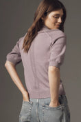 Load image into Gallery viewer, Maeve Short-Sleeve Collared Scoop-Neck Sweater
