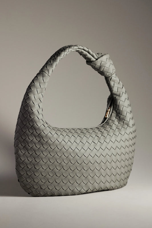 The Brigitte Woven Faux-Leather Satchel Bag by Melie Bianco: Oversized Edition