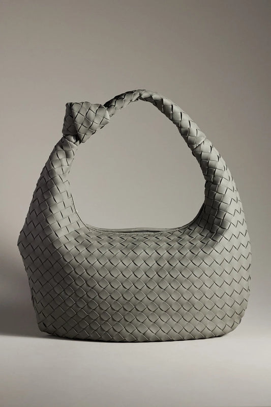 The Brigitte Woven Faux-Leather Satchel Bag by Melie Bianco: Oversized Edition
