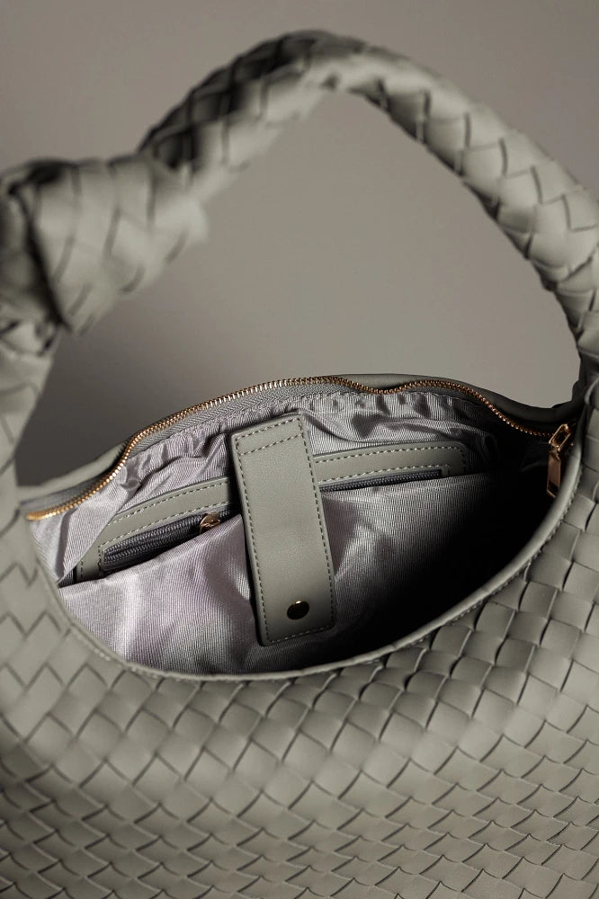 The Brigitte Woven Faux-Leather Satchel Bag by Melie Bianco: Oversized Edition