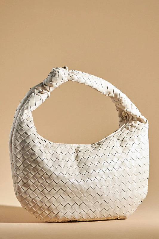 The Brigitte Woven Faux-Leather Satchel Bag by Melie Bianco: Oversized Edition