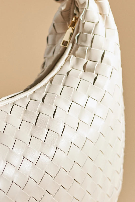 The Brigitte Woven Faux-Leather Satchel Bag by Melie Bianco: Oversized Edition