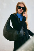 Load image into Gallery viewer, The Brigitte Woven Faux-Leather Satchel Bag by Melie Bianco: Oversized Edition
