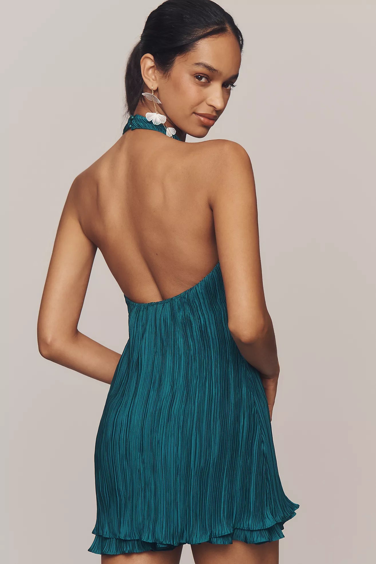 By Anthropologie Halter Plissé Romper