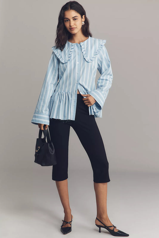 Maeve Cotton Long-Sleeve Collared Blouse