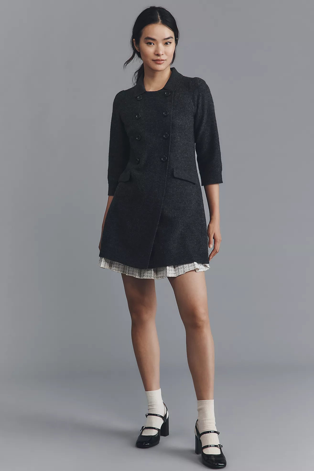 Maeve Double-Breasted Merino Wool Long Cardigan Sweater