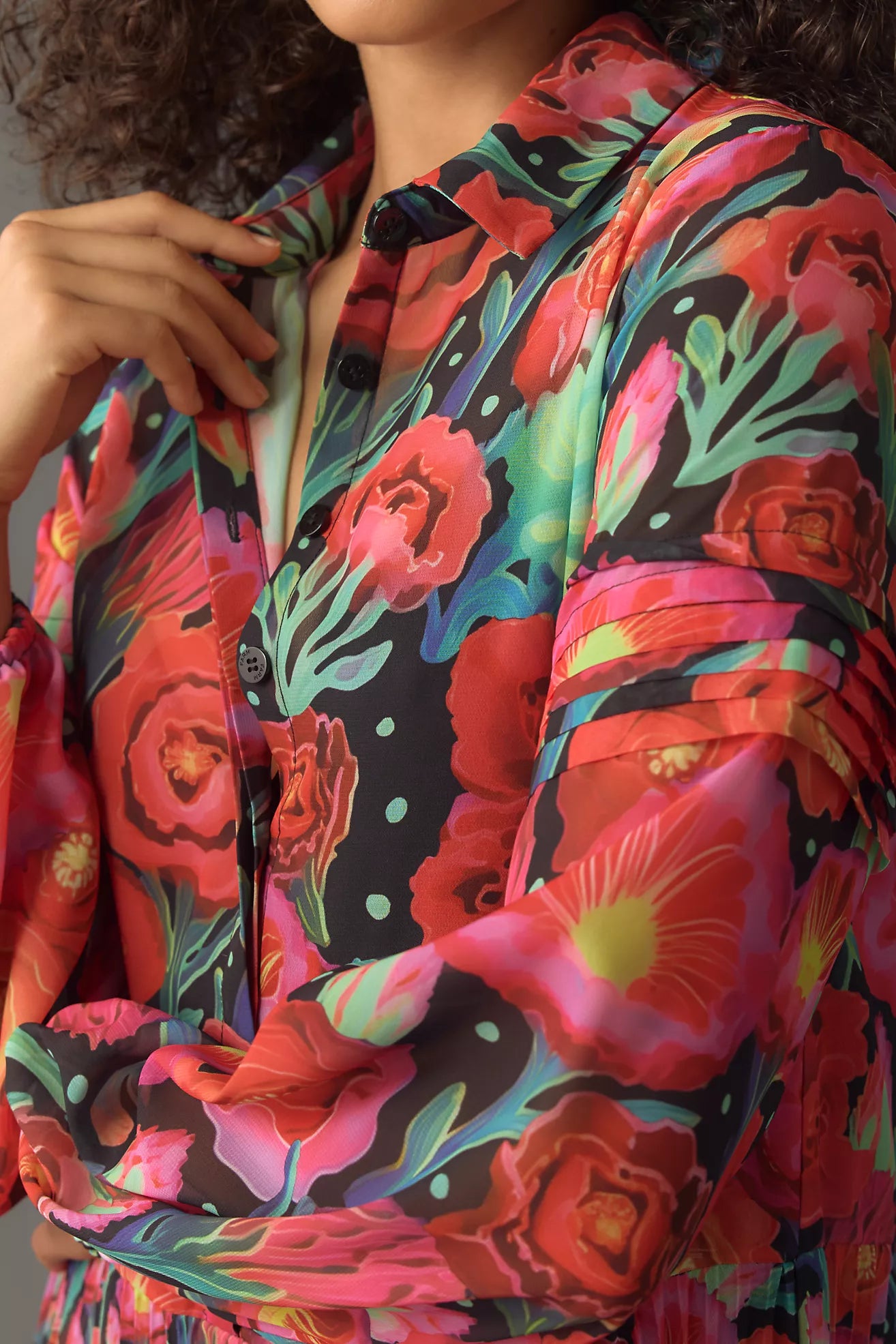 Farm Rio X Anthropologie Pleated Drop-Waist Maxi Dress - EUC
