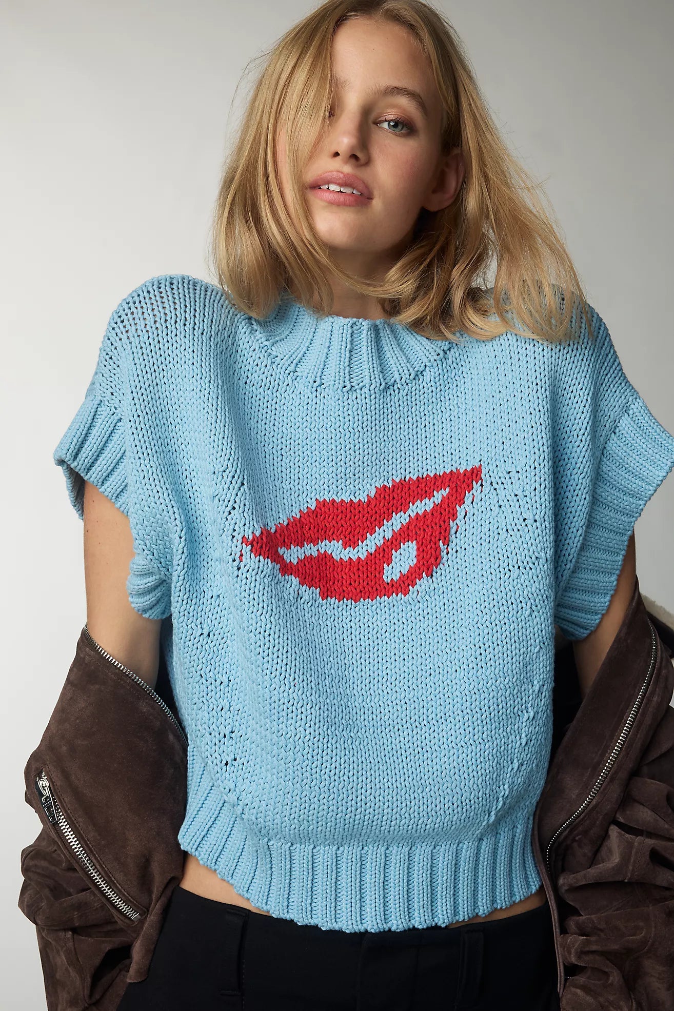 The Pippa Mock-Neck Extended Shoulder Knit Sweater Vest