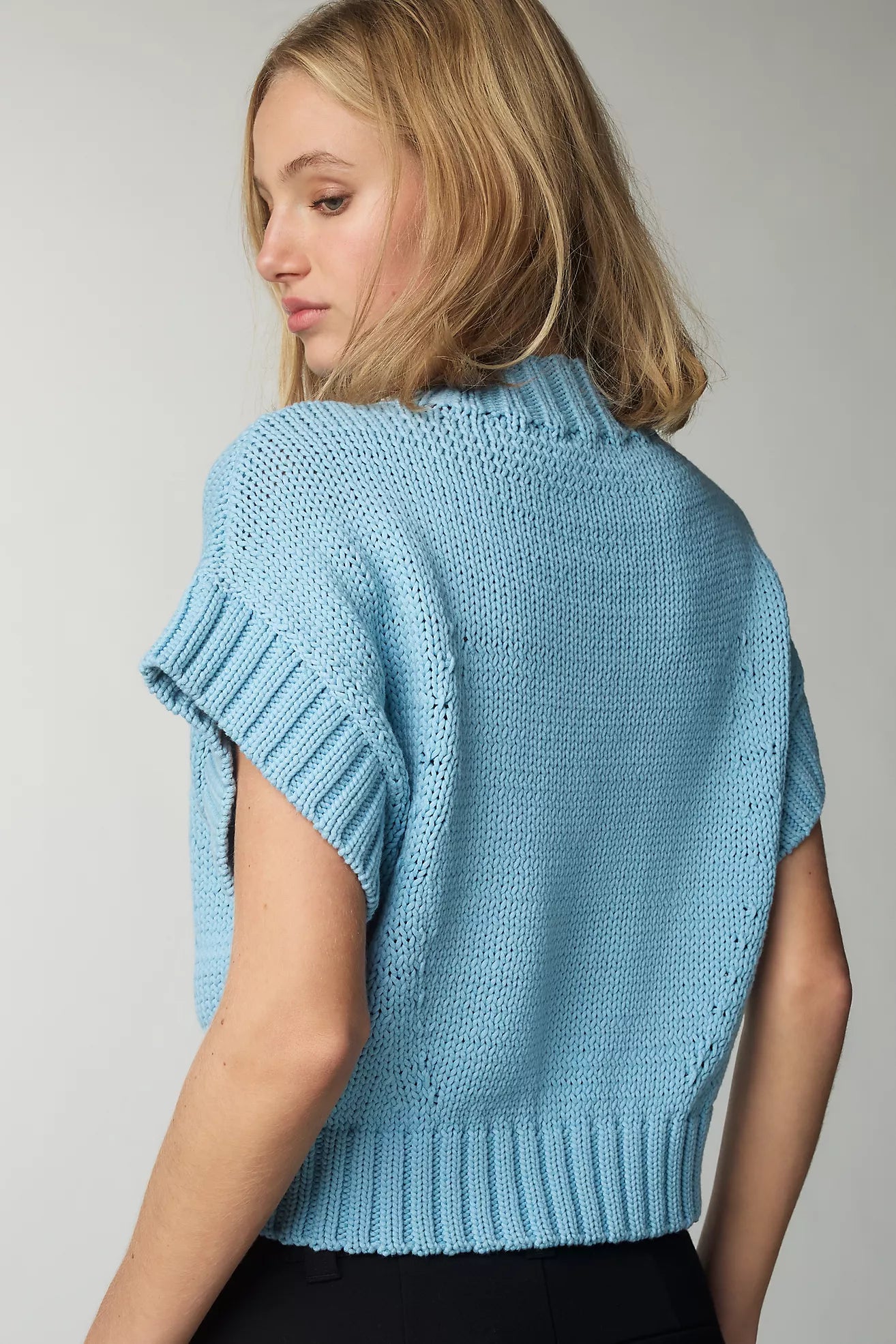 The Pippa Mock-Neck Extended Shoulder Knit Sweater Vest