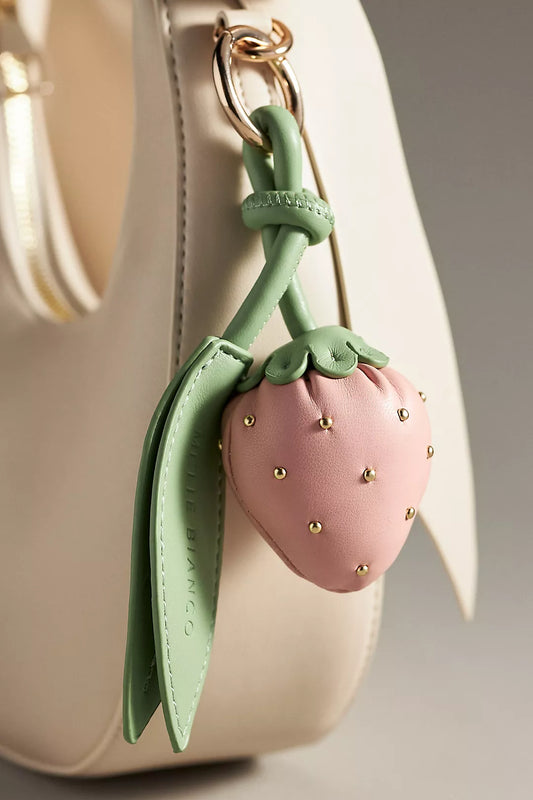 Strawberry Pink Recycled Vegan Bag Charm