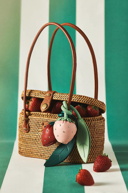 Strawberry Pink Recycled Vegan Bag Charm