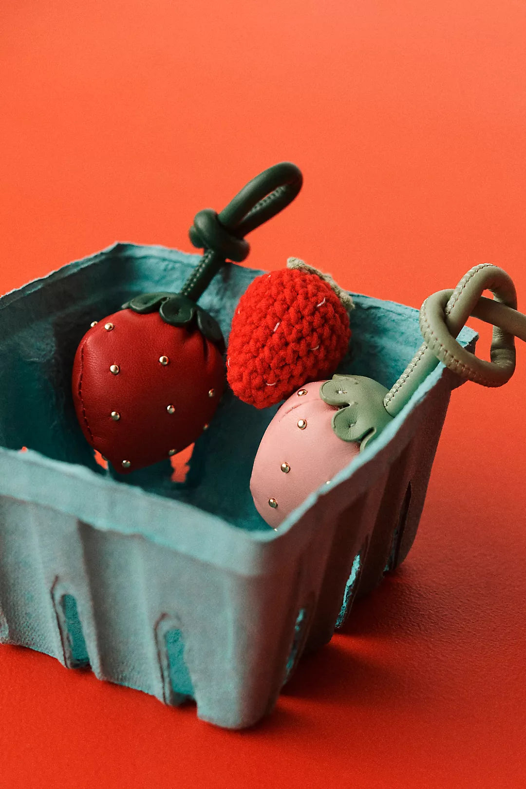 Strawberry Red Recycled Vegan Bag Charm