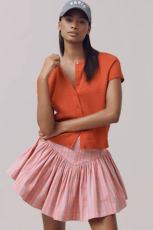 Maeve Basque-Waist Flirty Mini Skirt