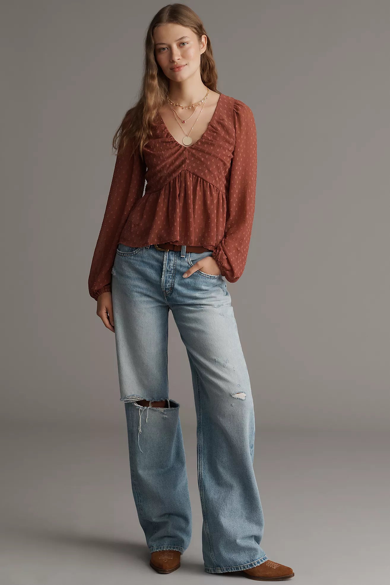 By Anthropologie Peplum Blouse
