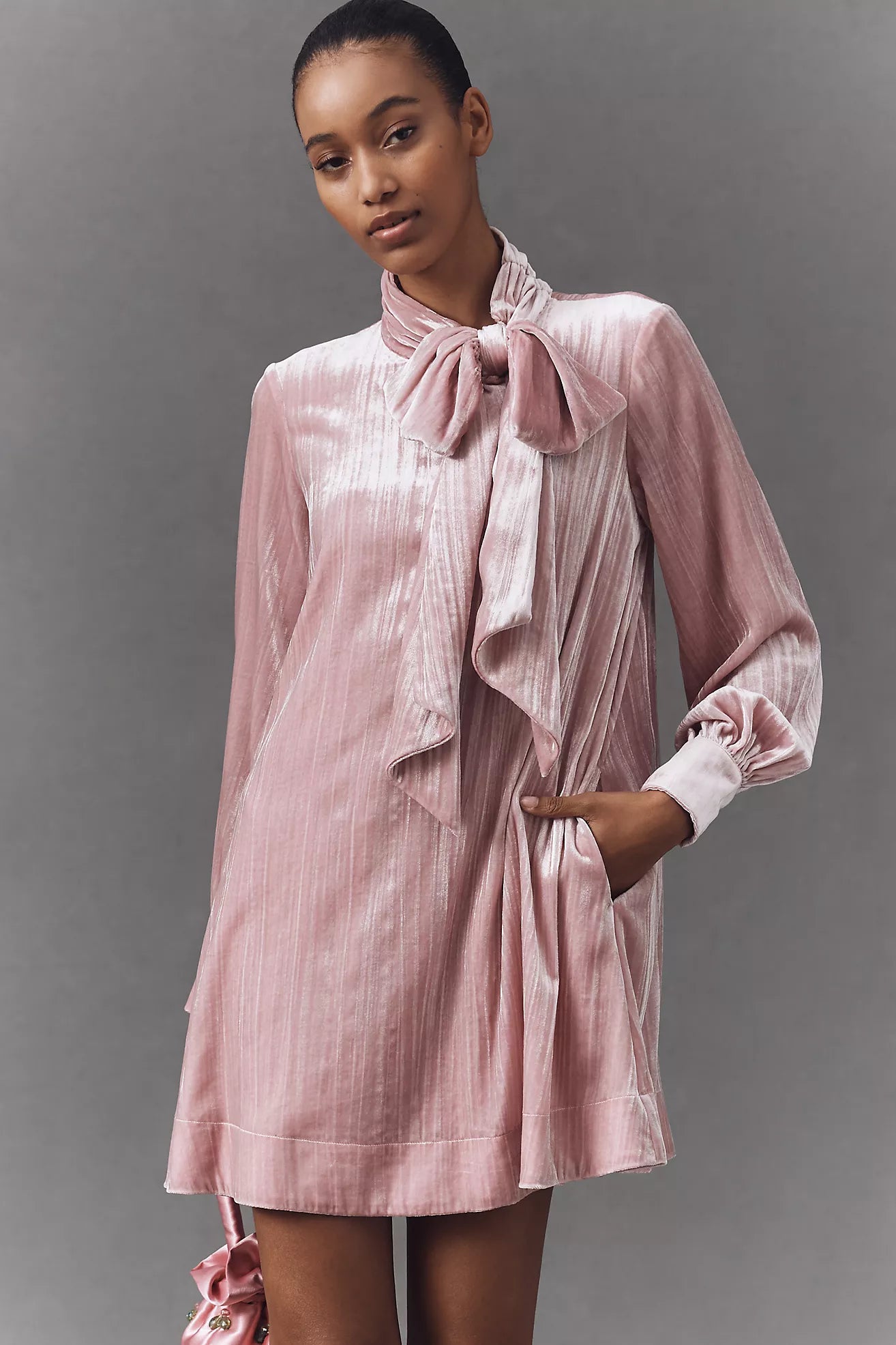 The Caroline Tie-Neck Mini Dress by Maeve