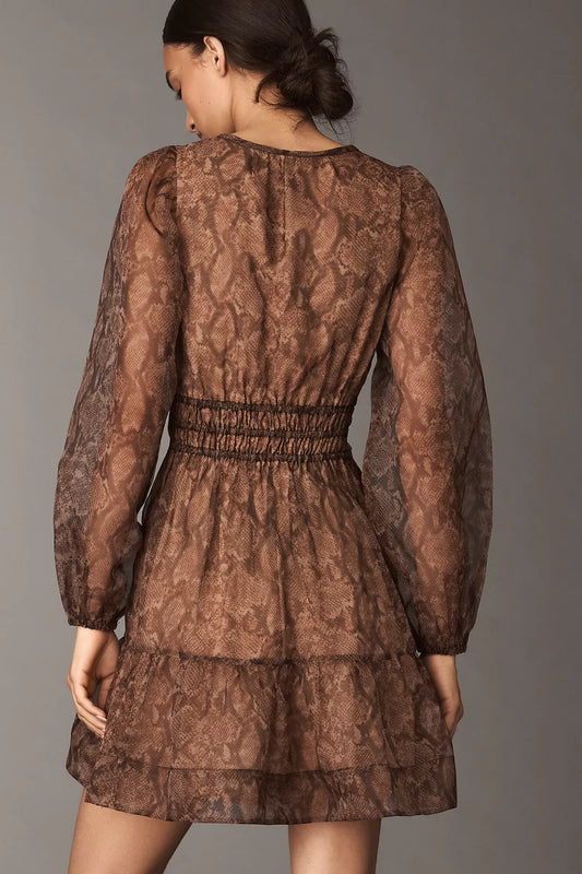The Somerset Long-Sleeve Organza Mini Dress