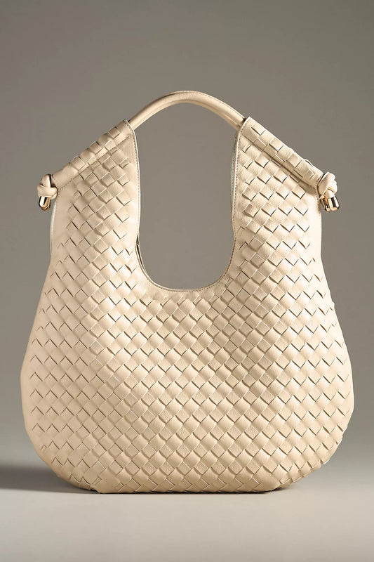 Tracy Woven Ivory Recycled Vegan Shoulder Bag