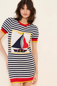 Load image into Gallery viewer, Flat White Knit Short-Sleeve Crew-Neck Mini Dress
