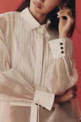 Load image into Gallery viewer, By Anthropologie Sheer Cuffed Organza Buttondown Top
