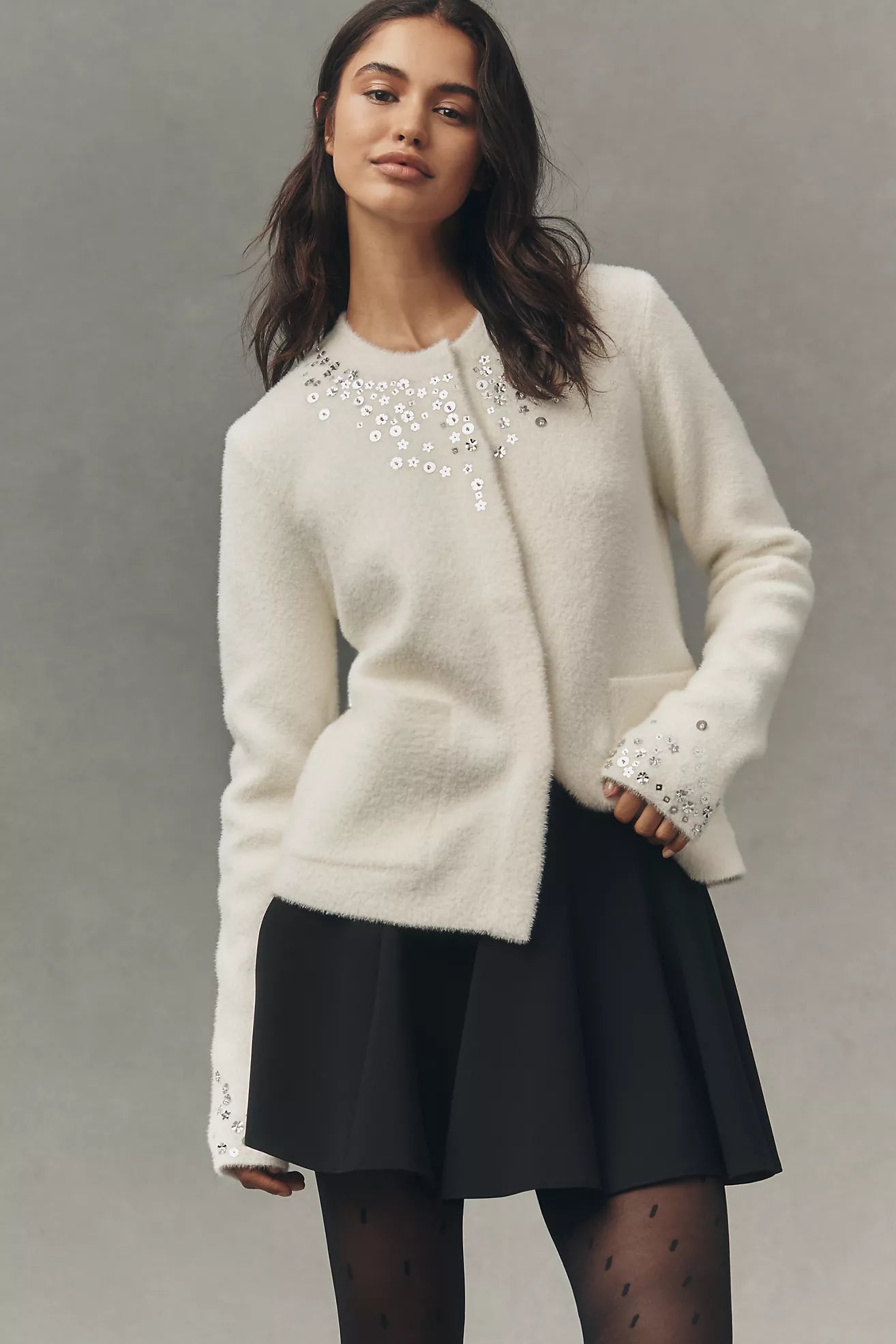 NVLT Sequin-Embellished Knit Lady Jacket