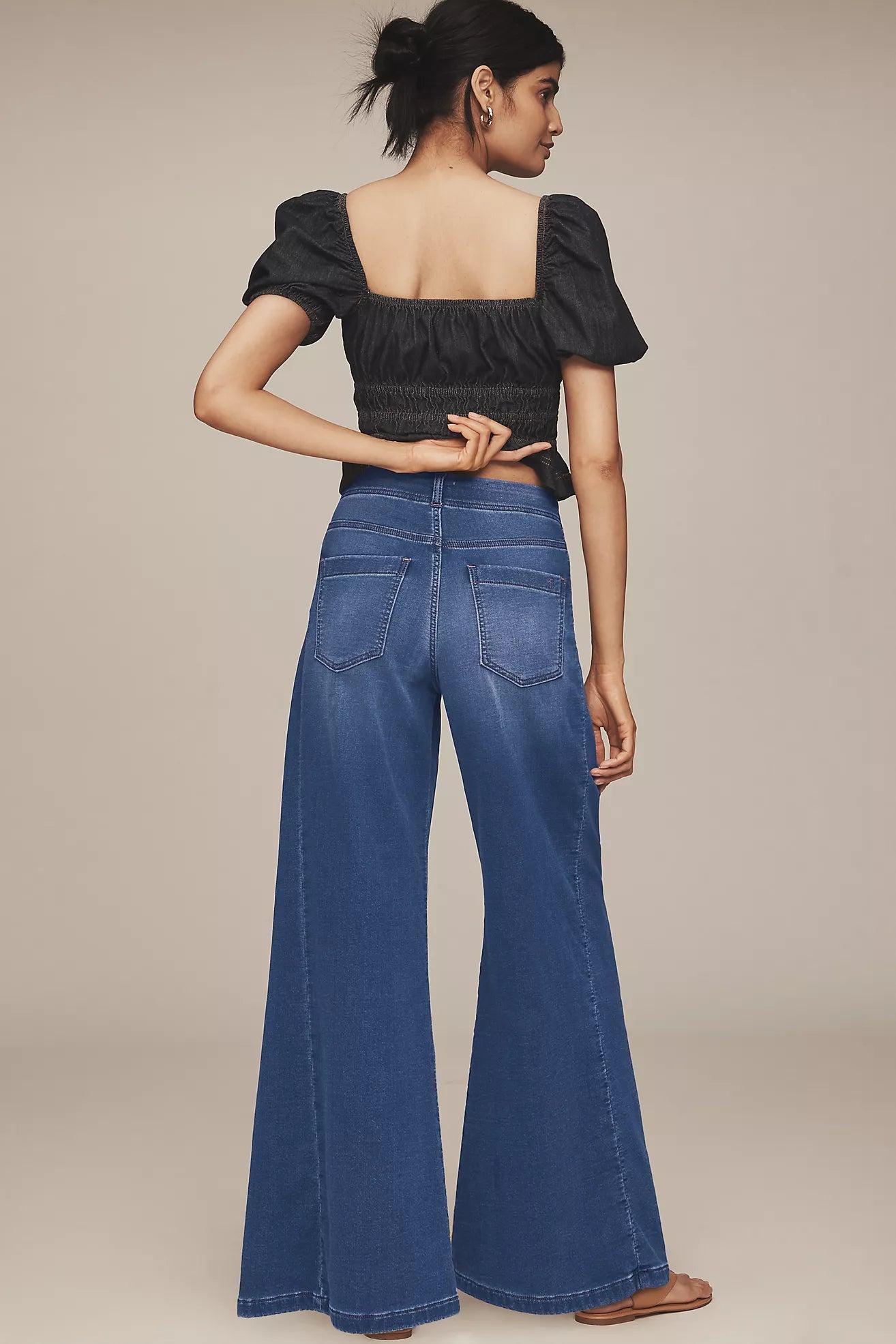 The Adi Knit Mid-Rise Flare Jeans by Pilcro