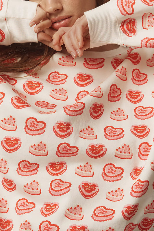 Beach Riot Devyn Long-Sleeve Cotton Heart Sweatshirt