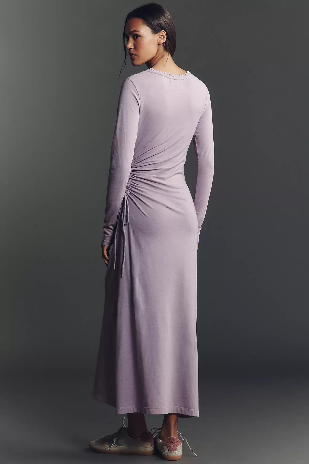 Daily Practice Long-Sleeve Side-Slit Column Midi Dress
