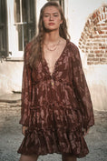 Load image into Gallery viewer, By Anthropologie Long-Sleeve Tiered Metallic Mini Dress
