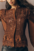 Load image into Gallery viewer, By Anthropologie Long-Sleeve Eyelet Blouse
