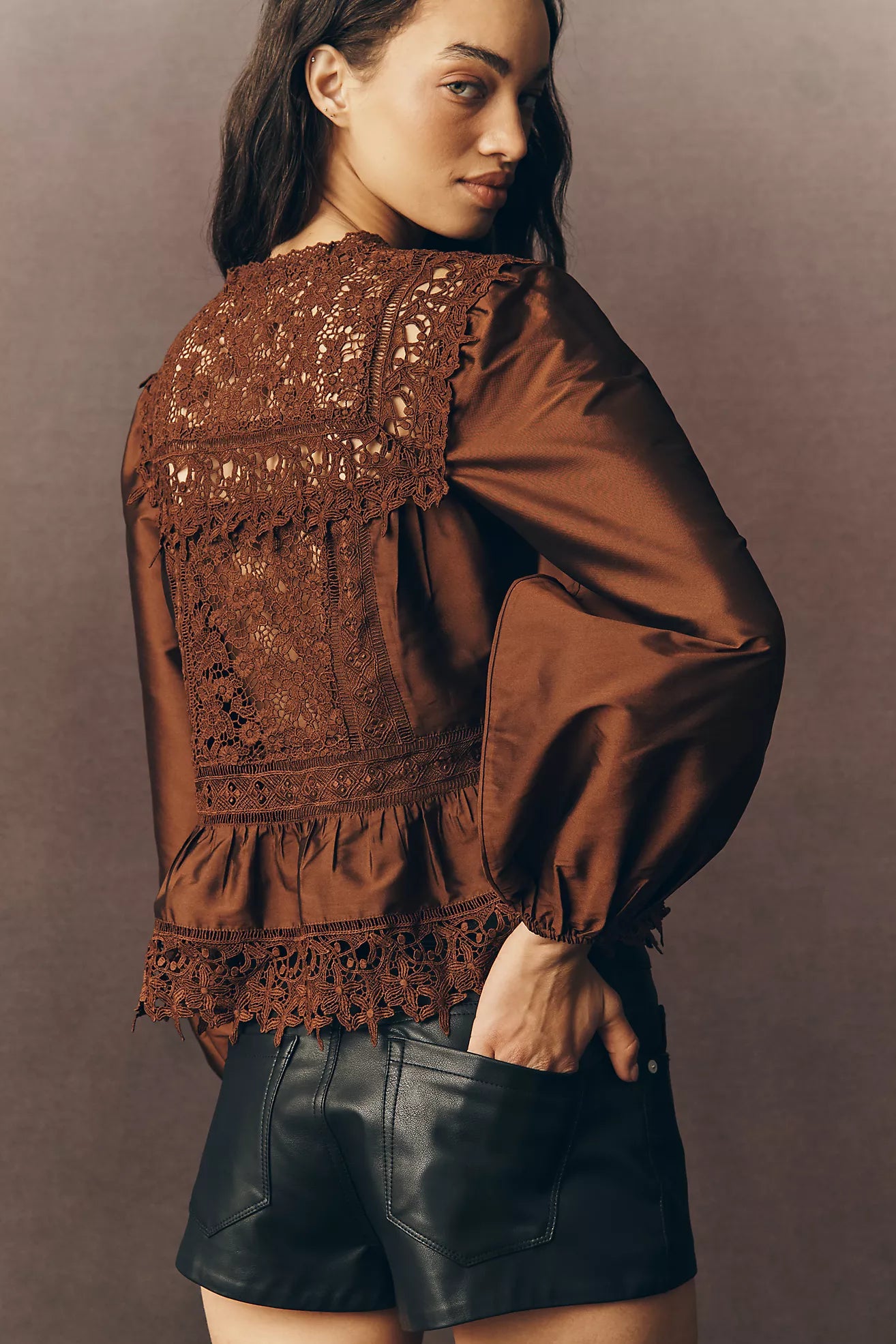 By Anthropologie Long-Sleeve Eyelet Blouse