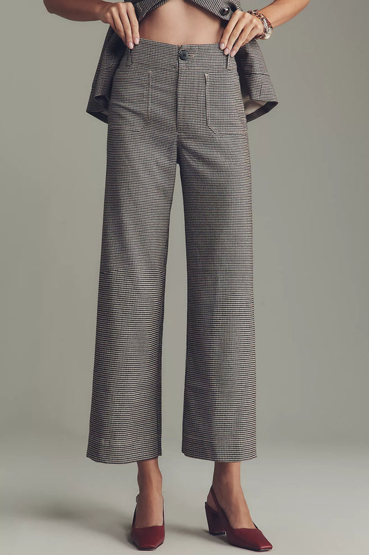 The Colette Houndstooth Crop Wide-Leg Trousers by Maeve