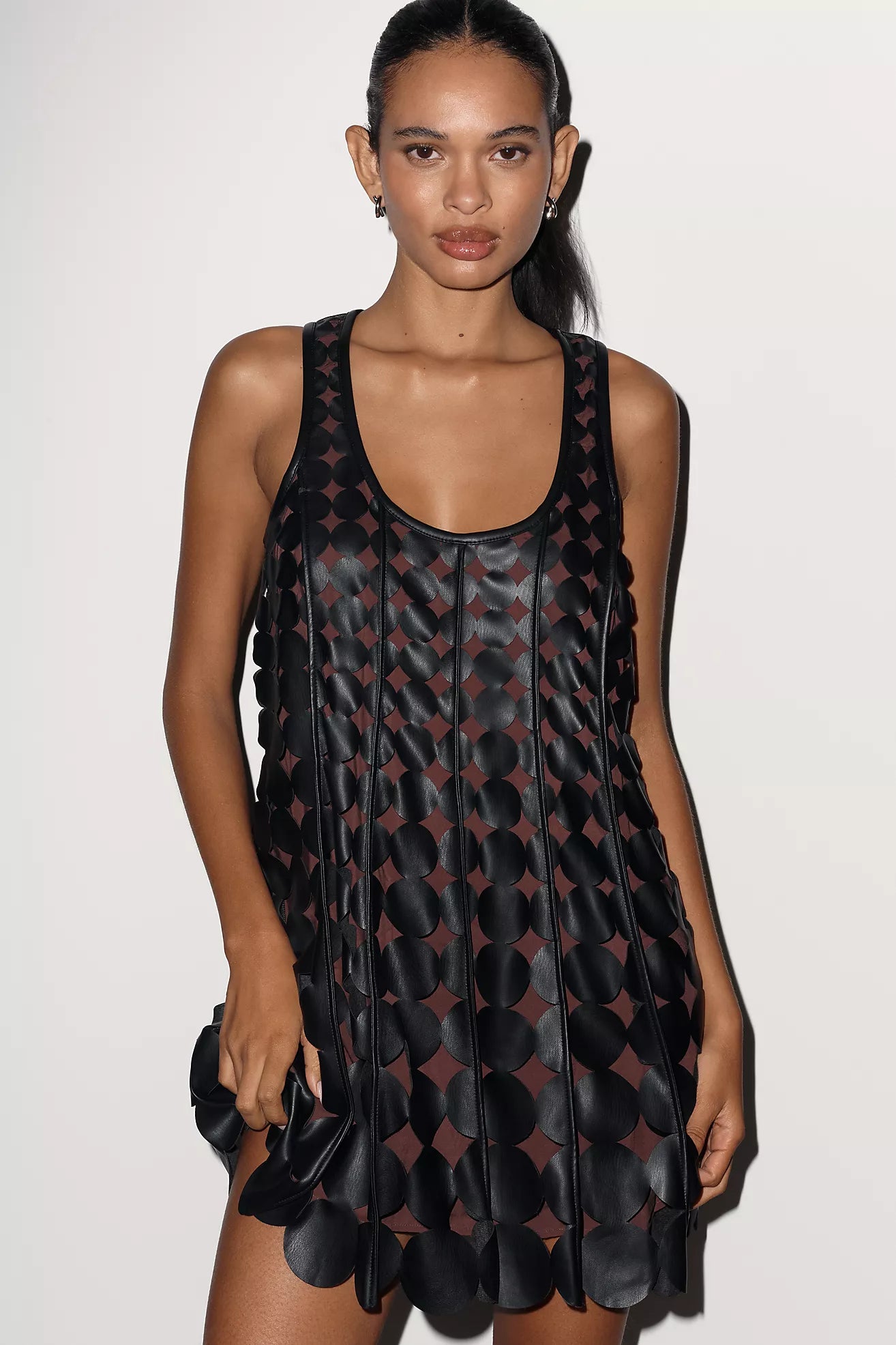 Maeve Faux Leather Sleeveless Swing Dress